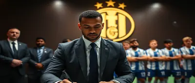 Kolo Muani, mid-30s, athletic build, dark hair, focused expression, wearing a plain white jersey and navy shorts with no...